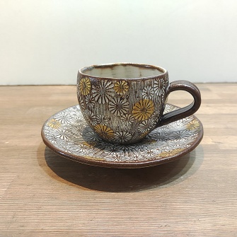 コーヒーカップセット　茶　【武雄焼】